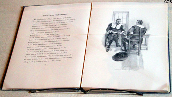 Courtship of Miles Standish book (1888) by Henry Wadsworth Longfellow at Pilgrim Hall Museum. Plymouth, MA.