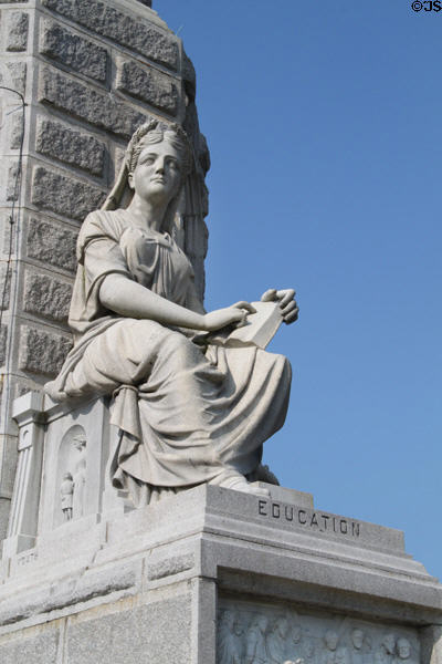 Education figure on National Forefathers Monument. Plymouth, MA.
