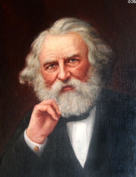 Portrait of Henry Wadsworth Longfellow (1807-1882) a New England poet & educator at Mayflower Society House. Plymouth, MA.