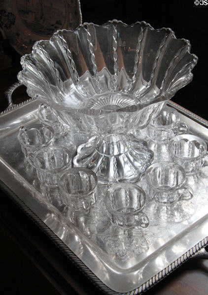 Glass punchbowl at Mayflower Society House. Plymouth, MA.