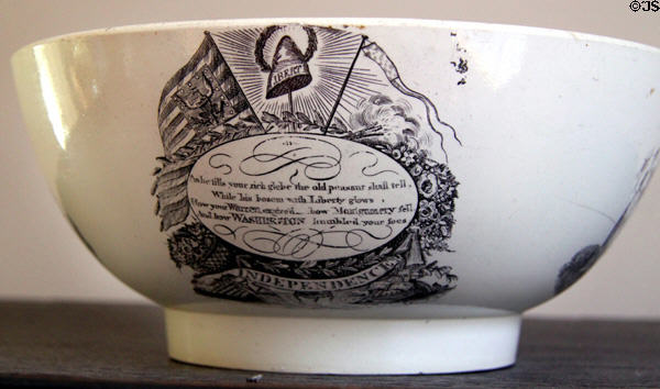 Commemorative bowl celebrating American Independence & Liberty at Mayflower Society House. Plymouth, MA.