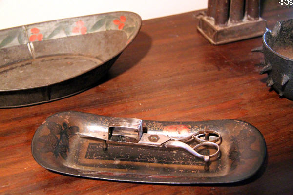 Tin candle wick snips at Jabez Howland House. Plymouth, MA.