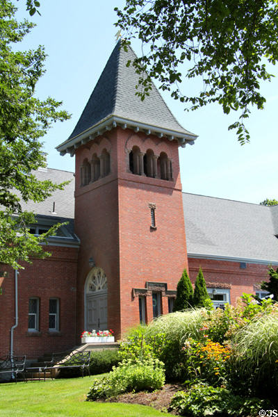 Belfry Inne in former Catholic church (1901) (6 Jarves St.). Sandwich, MA. Style: Romanesque Revival.