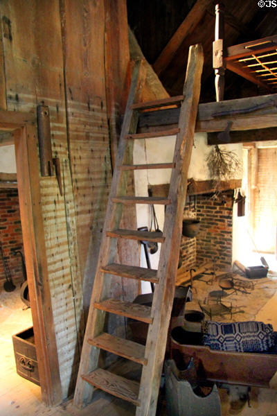 Ladder to sleeping loft at Hoxie House. Sandwich, MA.