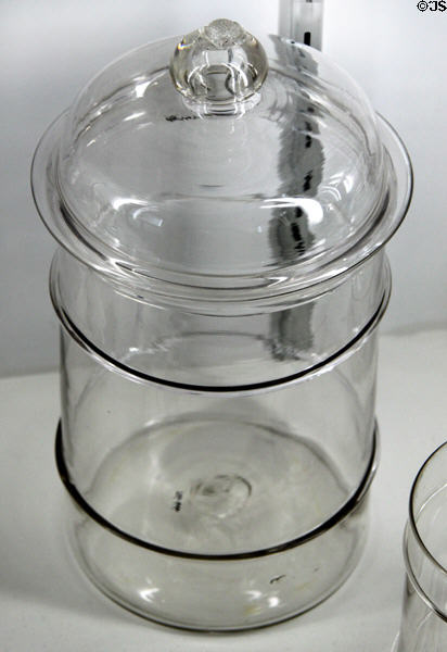 Blown glass Ring jar (c1828-70) by Boston & Sandwich Glass Co. at Sandwich Glass Museum. Sandwich, MA.
