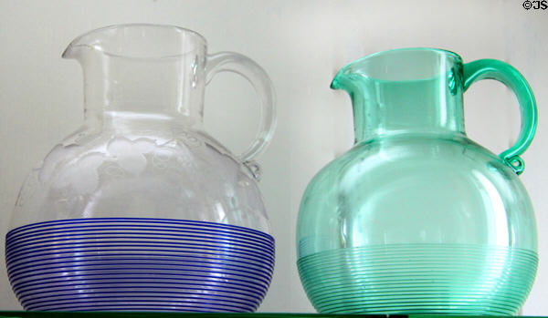 Threaded jugs (1870s) by Boston & Sandwich Glass Co. at Sandwich Glass Museum. Sandwich, MA.