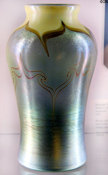 Trevaise iridescent vase (1907) by Alton Manufacturing Co. of Sandwich at Sandwich Glass Museum. Sandwich, MA.