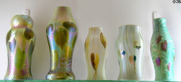 Trevaise vases (1907) by Alton Manufacturing Co. of Sandwich at Sandwich Glass Museum. Sandwich, MA.
