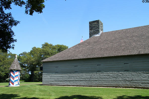 Blockhouse containing history museum at Sandwich Heritage Plantation. Sandwich, MA.