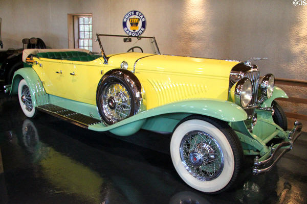 Duisenberg Model J Derham Tourster (1931) from Indianapolis, IN was owned by movie star Gary Cooper at Heritage Plantation Auto Museum. Sandwich, MA.