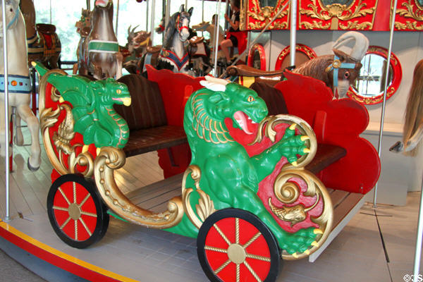 Dragons on carousel chariot at Heritage Plantation. Sandwich, MA.