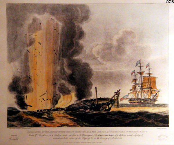 USS Constitution vs HMS Java (Dec. 29, 1812) graphic (1814) by Nicholas Pocock at USS Constitution Museum. Boston, MA.