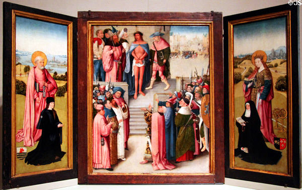 Overview of triptych (1496-1500) painting by workshop of Hieronymus Bosch at Museum of Fine Arts. Boston, MA.