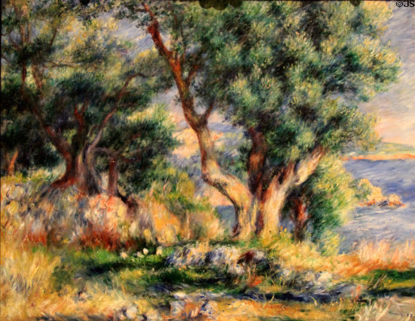 Landscape on Coast near Menton (1883) painting by Pierre-Auguste Renoir at Museum of Fine Arts. Boston, MA.