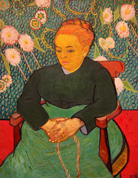 Lullaby: Mme Augustine Roulin Rocking a Cradle (1889) painting by Vincent van Gogh at Museum of Fine Arts. Boston, MA.