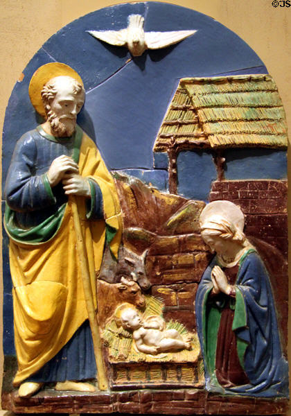 Nativity (c1520) terra-cotta by Benedetto Buglioni at Museum of Fine Arts. Boston, MA.