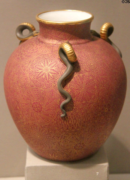 Vase with Japanese & Islamic designs (c1883) by Worcester Royal Porcelain of England at Museum of Fine Arts. Boston, MA.
