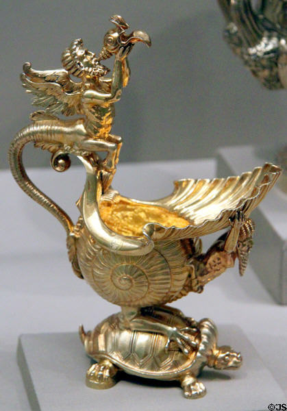 Gilded silver salt cellar (1824-5) by Edward Farrell of London at Museum of Fine Arts. Boston, MA.