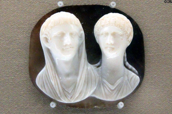 Roman cameo of Julio-Claudian couple (1stC CE) at Museum of Fine Arts. Boston, MA.