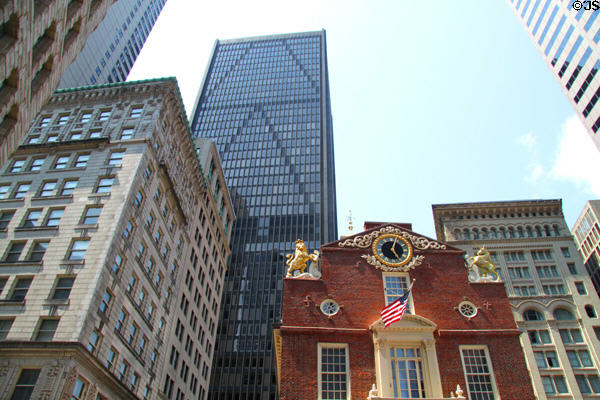 Old State House surrounded by towers of various times. Boston, MA.