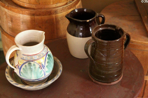 Ceramic vessels at Hartwell Tavern at Minute Men National Historical Park. Concord, MA.