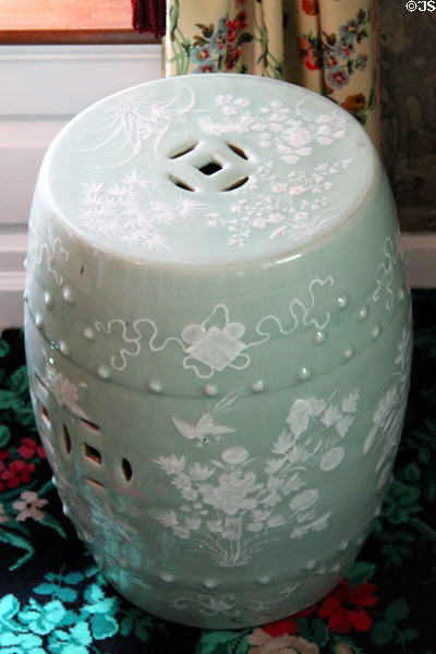 Chinese porcelain barrel seat at Longfellow National Historic Site. Cambridge, MA.