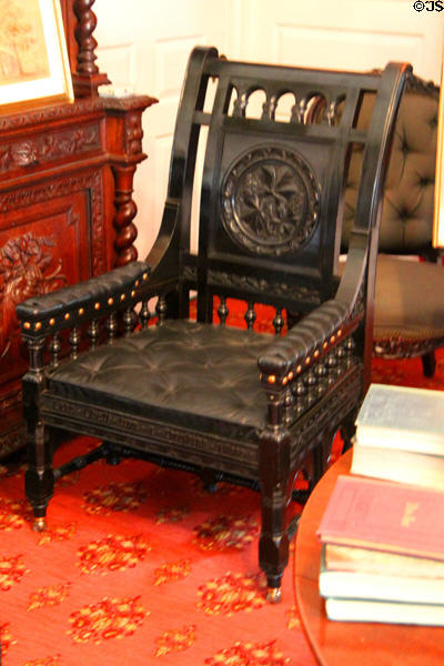 Armchair (1879) made from "spreading chestnut tree" of Longfellow's poem "The Village Blacksmith" at Longfellow National Historic Site. Cambridge, MA.