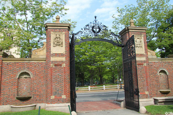 Samuel Johnston Gate (1889) at Harvard. Cambridge, MA. Style: Colonial Revival. Architect: McKim, Mead, & White.