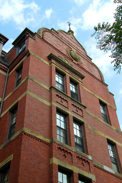 Facade of Weld Hall at Harvard College. Cambridge, MA.