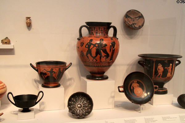 Collection of Greek terracotta vessels (6th-4thC BCE) at Harvard Art Museums. Cambridge, MA.