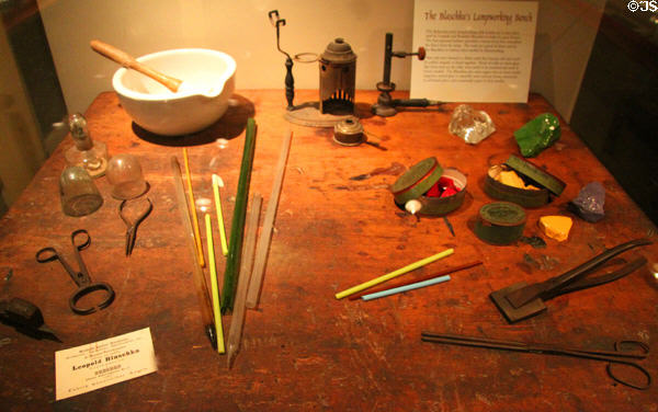 Glass working tools of Leopold Blaschka used to make glass models of plants for Harvard's Botanical Museum now part of Harvard Museum of Natural History. Cambridge, MA.