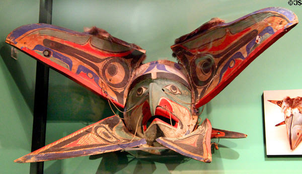 Kwakiutl transformation mask (1917) at Peabody Museum. Cambridge, MA.