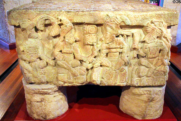 Carved Mayan altar Q (775) from Copan, Honduras at Peabody Museum. Cambridge, MA.