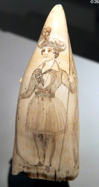 Scrimshaw of Fannie Campbell (1800) at Peabody Essex Museum. Salem, MA.