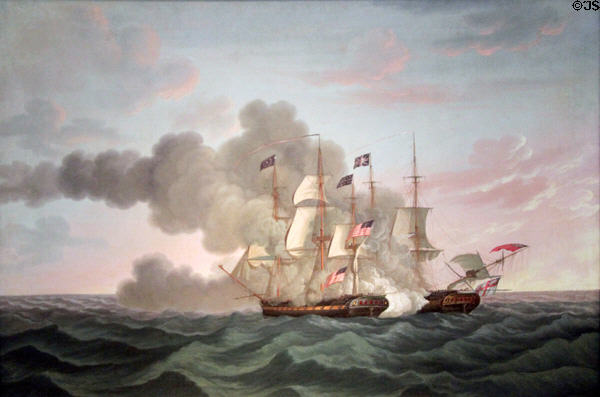 USS Constitution vs HMS Gueriere painting (1812) by Michele Felice Corné at Peabody Essex Museum. Salem, MA.