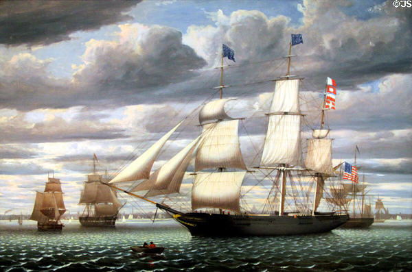Ship Southern Cross in Boston Harbor painting (1851) by Fritz Henry (Hugh) Lane at Peabody Essex Museum. Salem, MA.