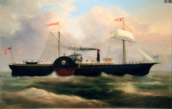 SS Tennessee painting (1853-65) attrib. to Clement Drew of ship used by both sides in Civil War at Peabody Essex Museum. Salem, MA.