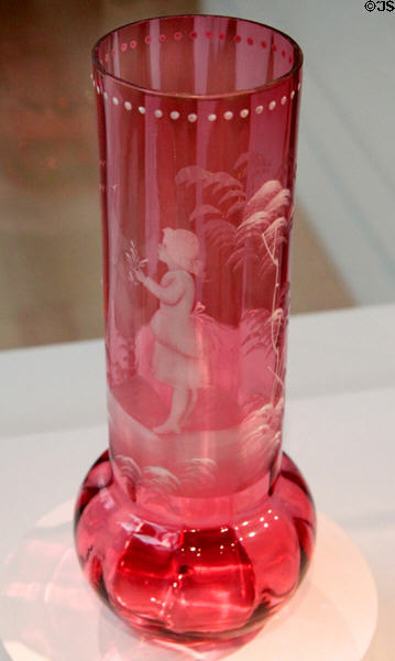 Bohemian vase (c1890-1900) with Mary Gregory-type enamel at Peabody Essex Museum. Salem, MA.