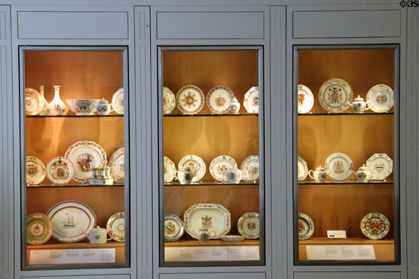 Collection of oriental porcelain at Peabody Essex Museum. Salem, MA.