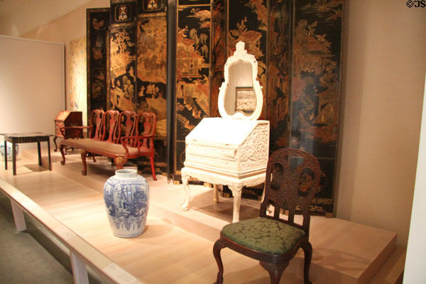 Gallery of Chinese furniture at Peabody Essex Museum. Salem, MA.