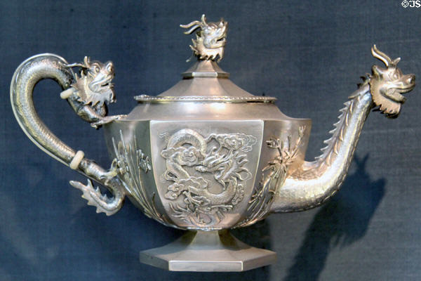 Silver dragon teapot (1880-1900) from China at Peabody Essex Museum. Salem, MA.
