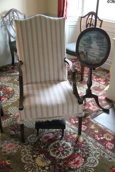 Federal armchair in parlor of Gardner Pingree House. Salem, MA.