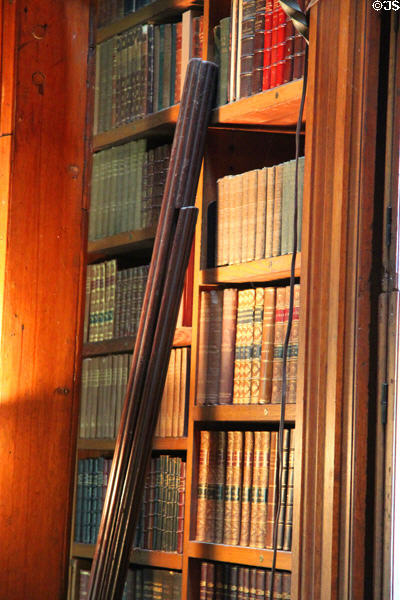 Folding ladder in Stone Library at Peacefield. Quincy, MA.
