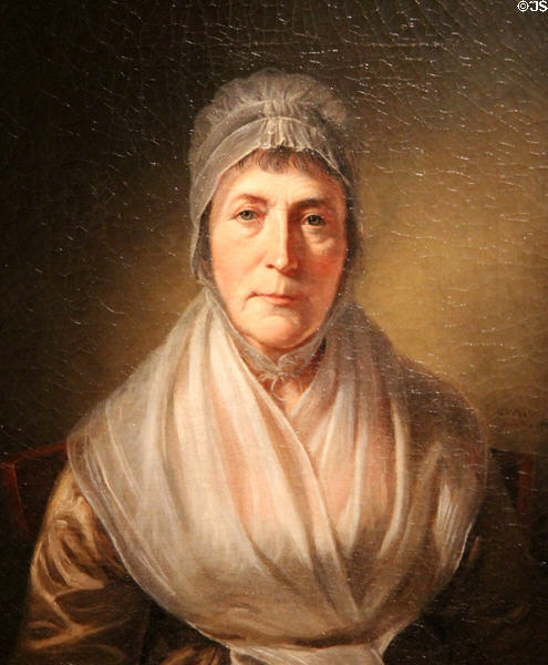 Mrs. Charles Willson Peale (Hannah Moore) portrait (1816) by Charles Willson Peale at Museum of Fine Arts. Boston, MA.