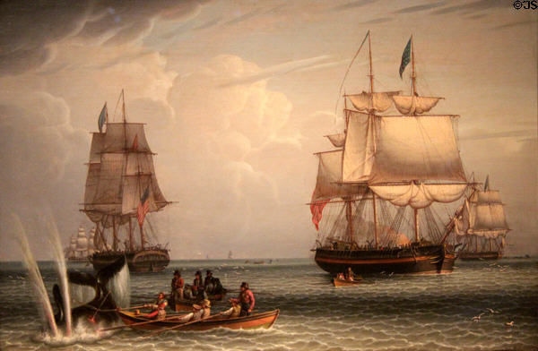 South Sea Whale Fishing II painting (1831) by Robert Salmon at Museum of Fine Arts. Boston, MA.