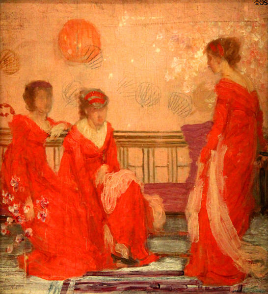 Harmony in Flesh Colour & Red painting (c1869) by James McNeill Whistler at Museum of Fine Arts. Boston, MA.