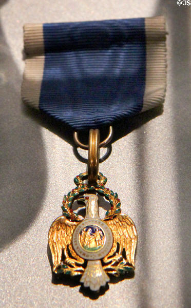 Medal with symbol of Society of the Cincinnati (1920-40) by Tiffany & Co. at Museum of Fine Arts. Boston, MA.