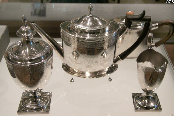 Silver vessels (1785-1800) by Paul Revere at Museum of Fine Arts. Boston, MA.