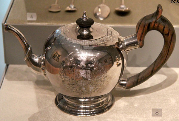 Silver teapot (1730-5) at Museum of Fine Arts. Boston, MA.
