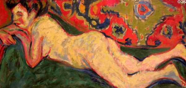 Reclining Nude painting (1909) by Ernst Ludwig Kirchner at Museum of Fine Arts. Boston, MA.